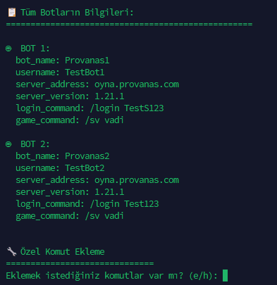 Bot Bilgileri